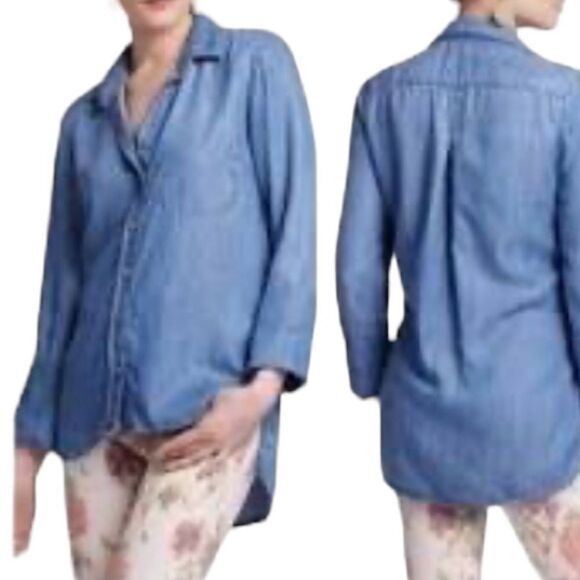 Anthropologie Elevenses Tencel button down shirt-medium - Picture 1 of 7